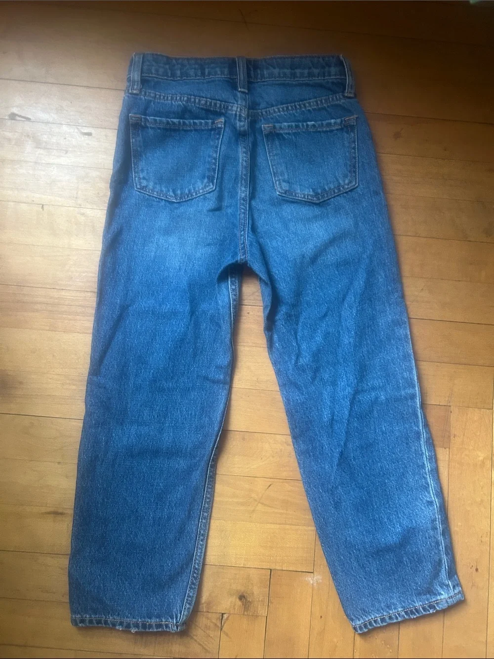 Old Navy Girls’s Blue Straight-Leg Jeans with Distressed Details